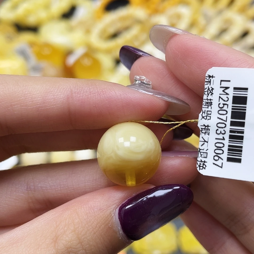 琥珀未镶嵌裸石16mm圆珠