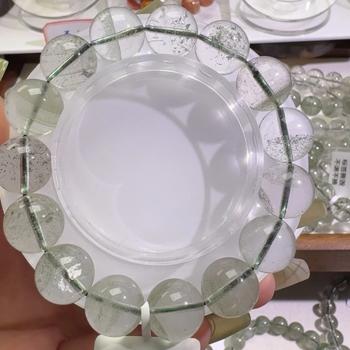 小***月手链未镶嵌水晶巴西金沙翠绿幽灵13.5mm