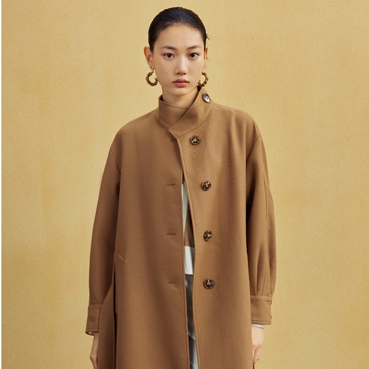 【羊羊专属】曼德诗长款休闲气质绵羊毛西装式毛呢外套女