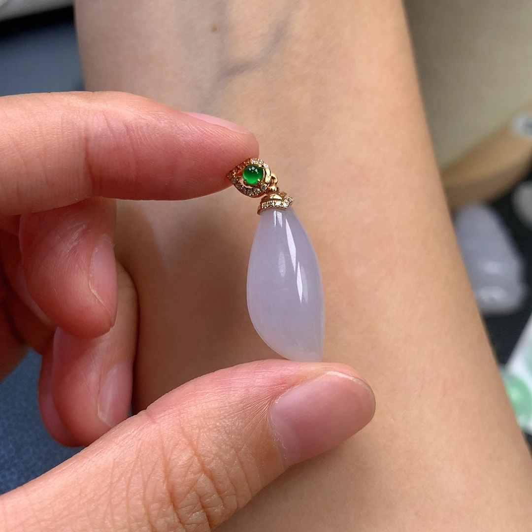 翡翠18K金镶嵌吊坠(不含链)翡翠