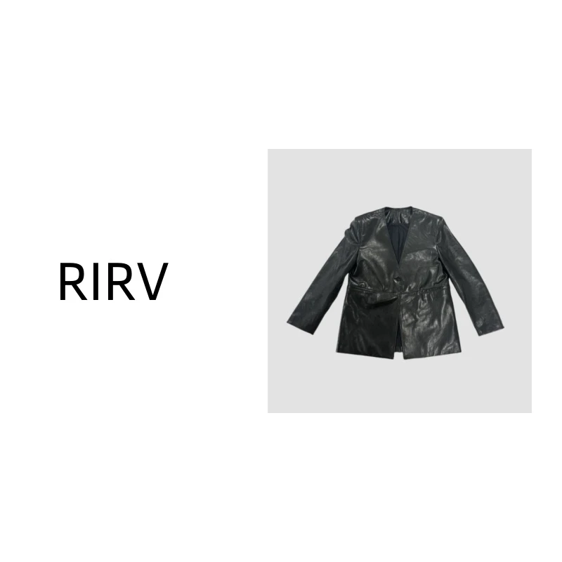 RIRV时髦-"好莱坞之夜"黑色经典油蜡皮外套