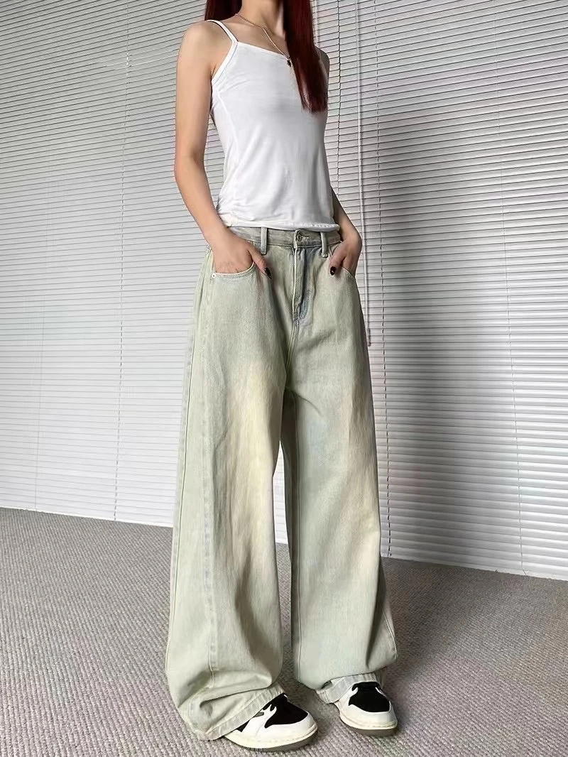 某保169！重磅水洗弯刀牛仔裤男女同款