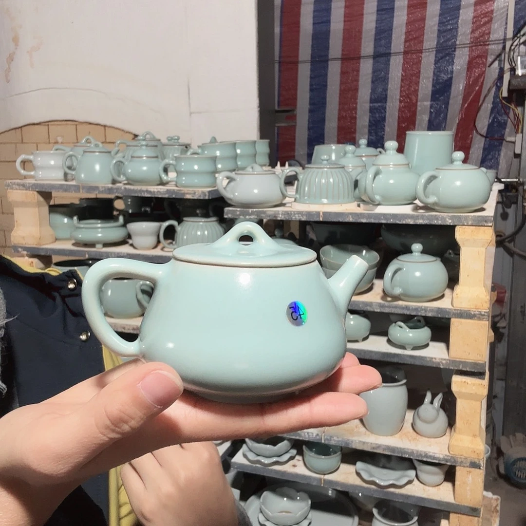 酒***心陶摆件汝瓷石瓢壶支钉烧微瑕45