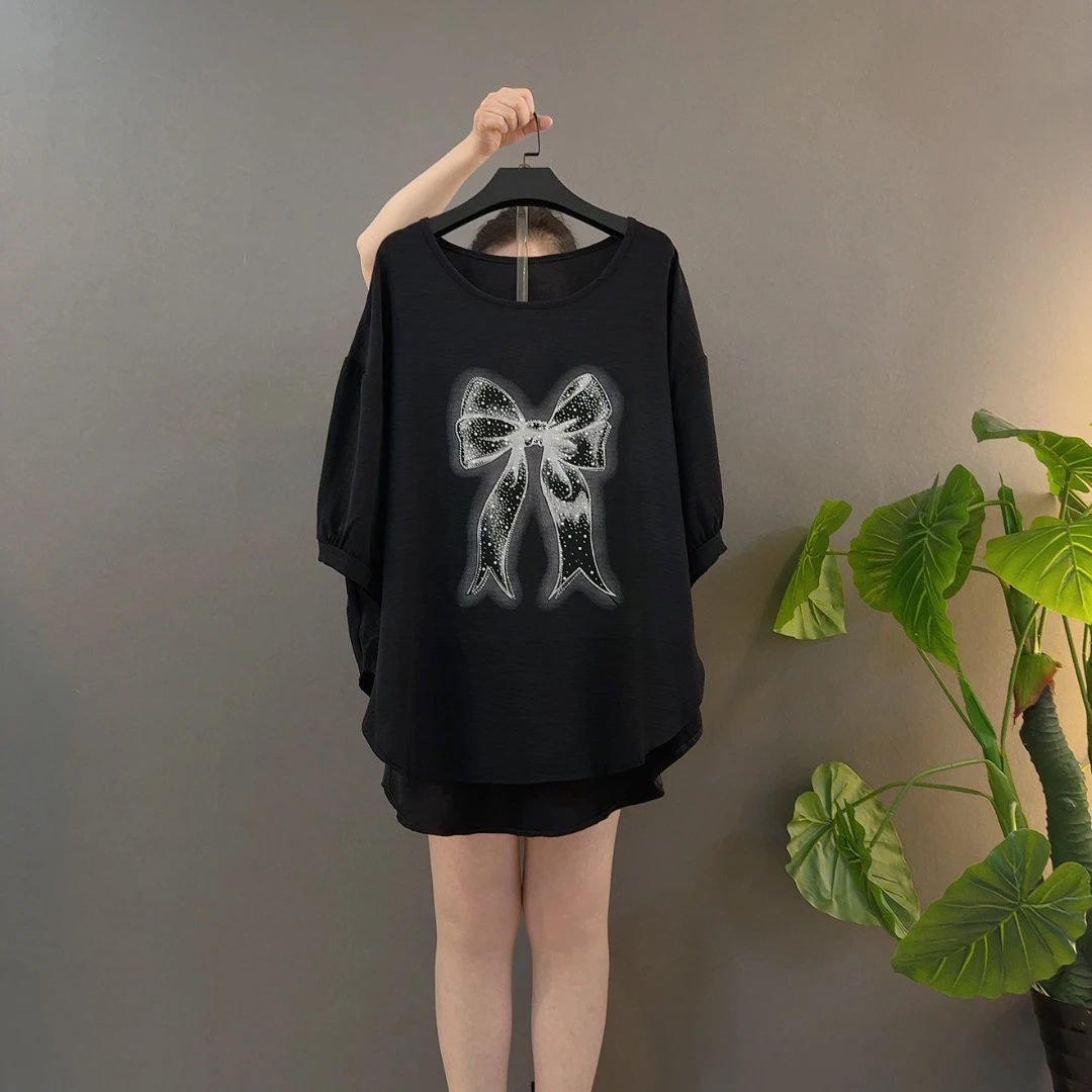 8529常规款花瓣袖休闲风蝴蝶绑带T恤圆领宽松重工ins休闲春夏套头