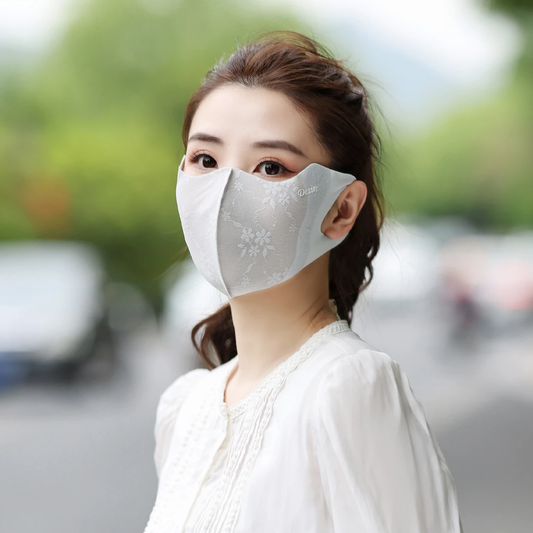 冰丝透气口罩女士夏季遮脸面罩挂耳遮阳护眼角遮脸网纱护全脸轻薄