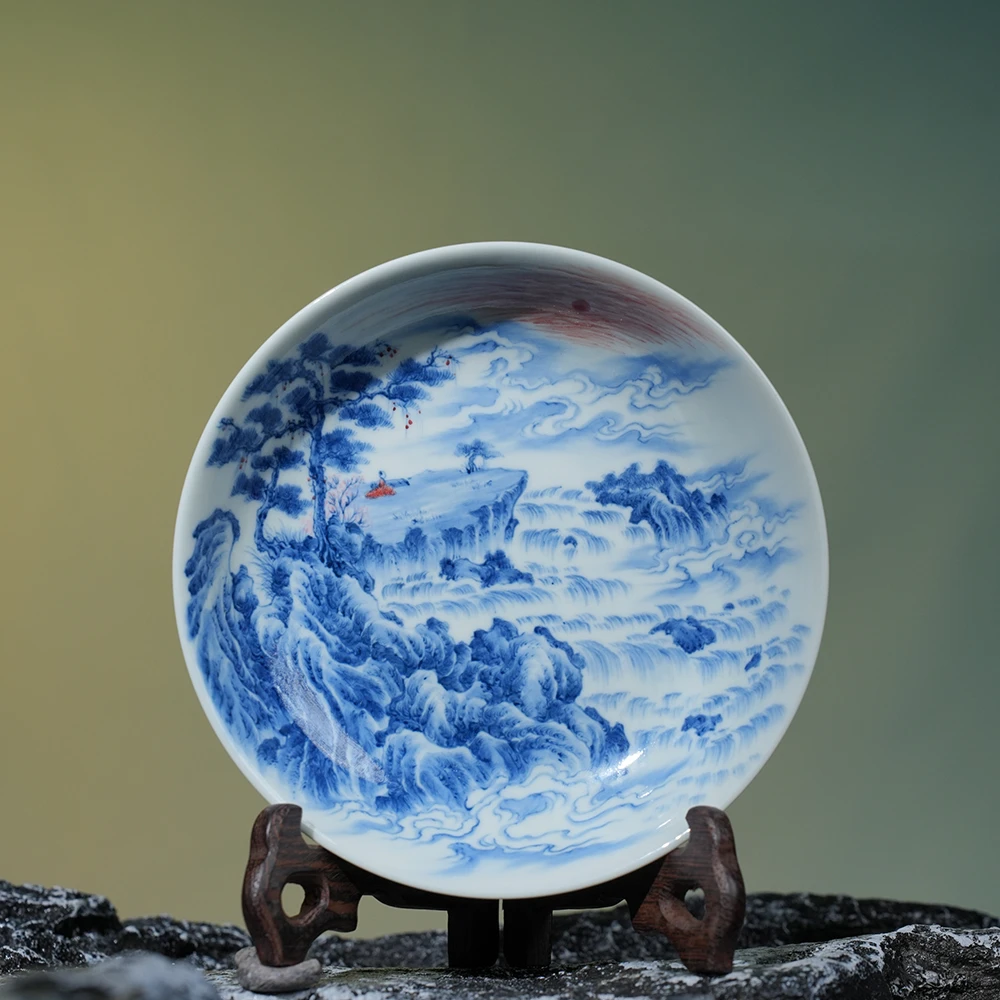 景琳藏晨起抚琴壶承 景德镇陶瓷干泡中式家用创意茶点盘茶托盘