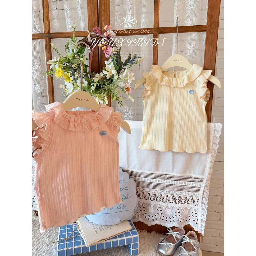 现飞飞家·苹果琉璃糖26春夏新女童背心纯色小飞袖无袖背心 FF3303