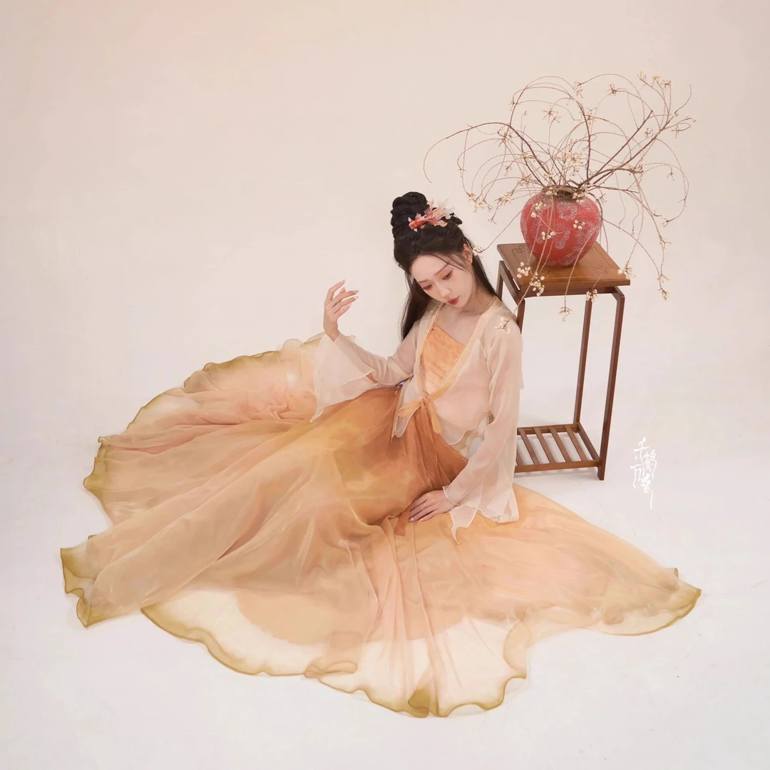 |万鹤千蝶|熹时漪漪锦鲤古风舞蹈水晶纱衣720度吊坠摆裙左左同款