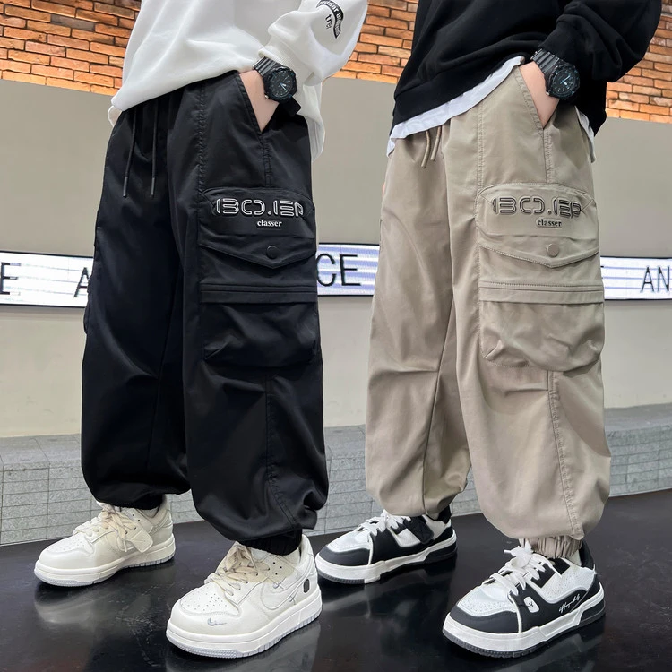 裤子休闲春秋纯色男童中大童