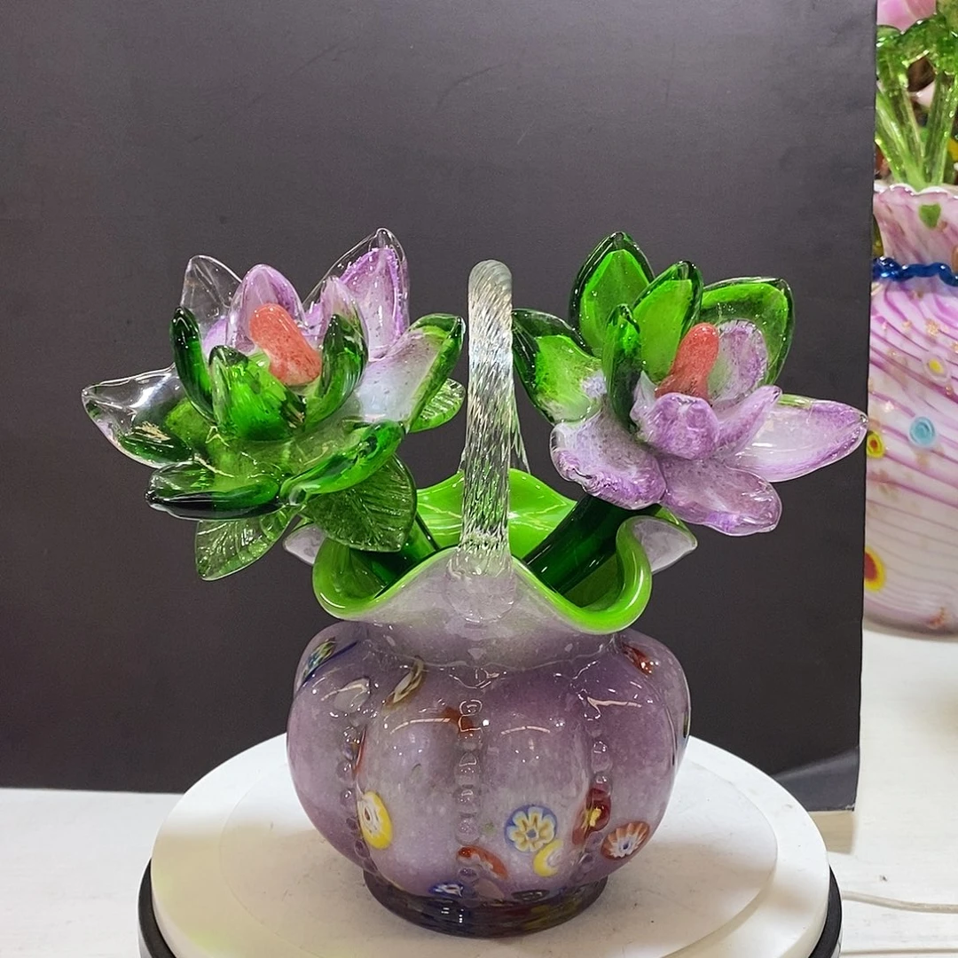 琉璃荷花加花瓶整套