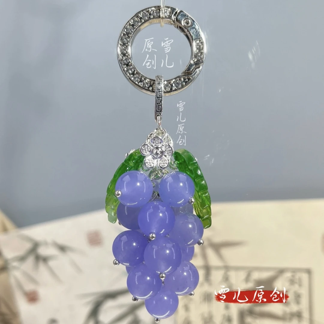 新款紫定发财天然石葡萄串车钥匙扣挂件包挂九紫离火年转运