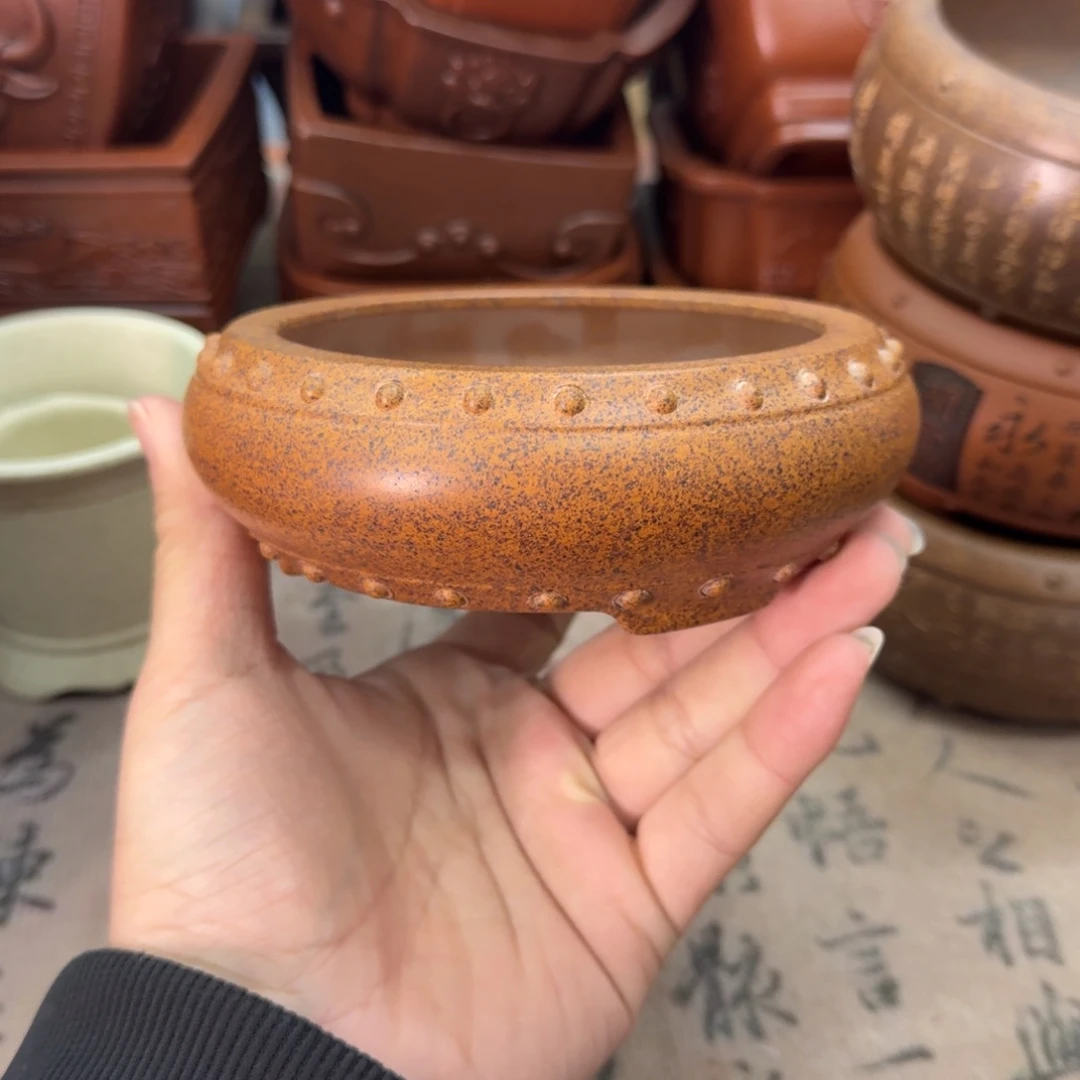 紫砂花盆宜兴紫砂正品花盆10x3.5