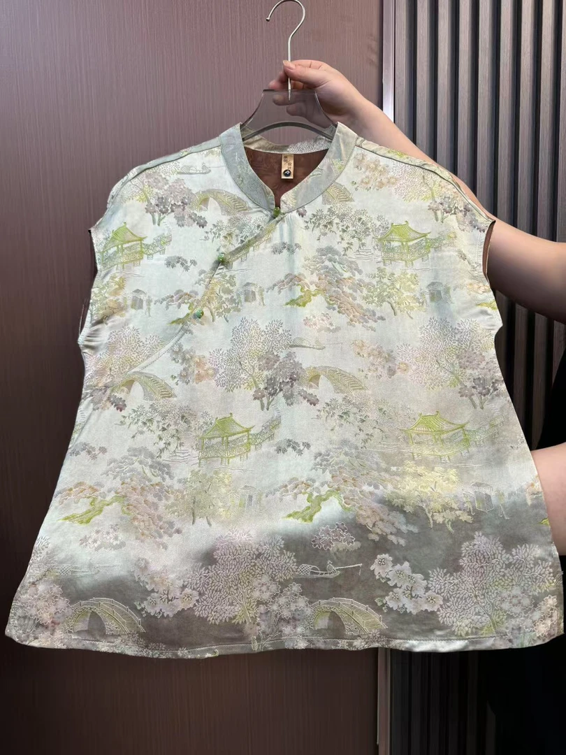 【梦江南】香云纱新中式国风显瘦减龄气质百搭女士上衣短袖