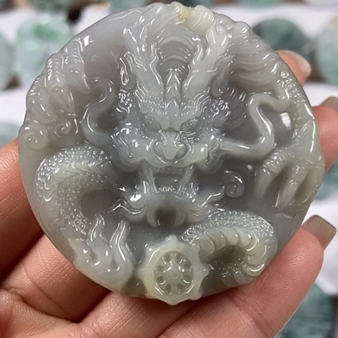 翡翠颈饰未镶嵌龙凤呈祥两面工福利