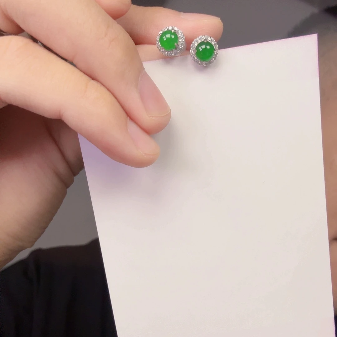 颈饰银S925镶嵌翡翠一对