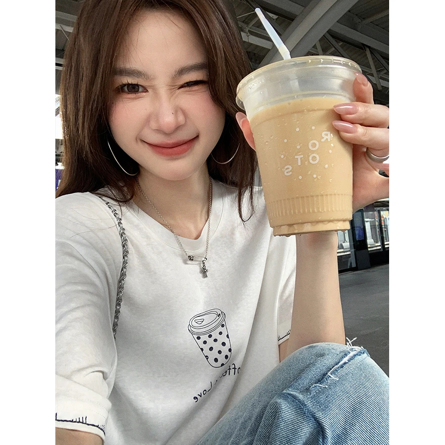 张贝贝 加糖冰美式 爽滑雪花棉 美式印花短袖tee