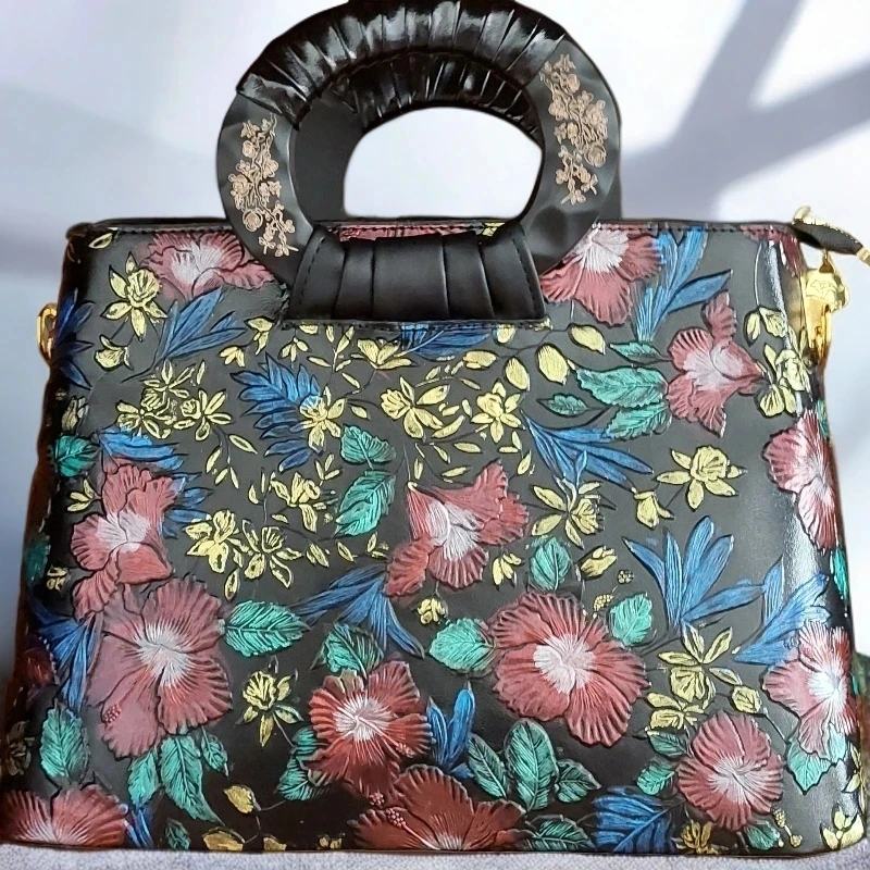 手提斜挎女包妈妈包手提斜挎女包潮流女包绿花鱼为主女包潮流女包