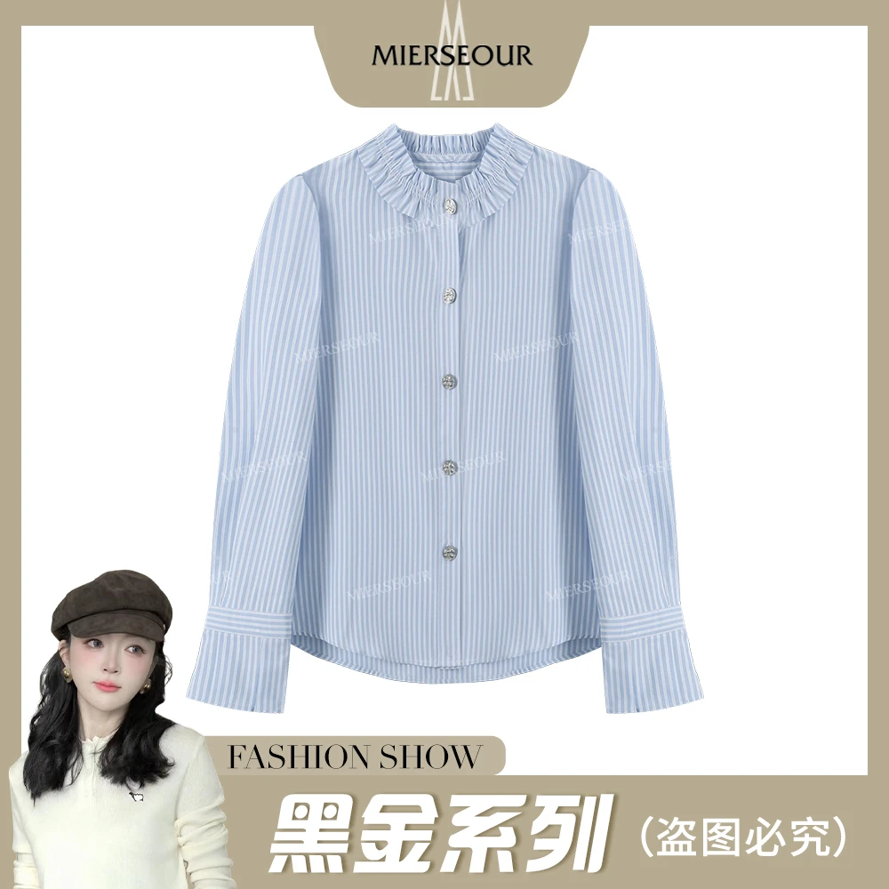 MIERSEOUR黑l金系列新款花边气质衬衫上衣586258