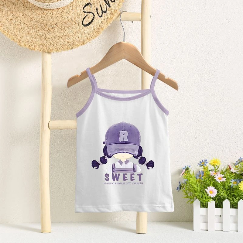 洋气童装夏季薄款女童吊带背心中大儿童上衣纯棉a类宝宝无袖打底