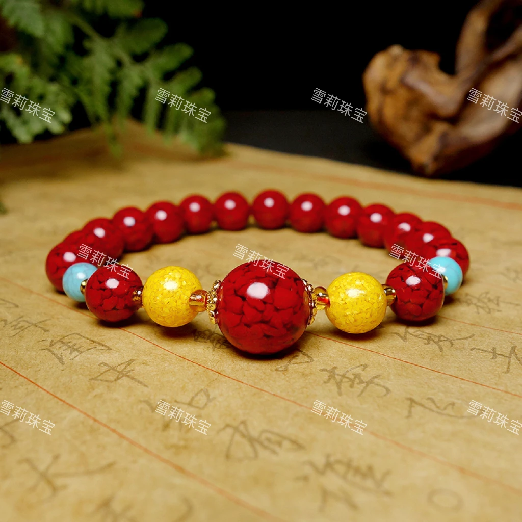 非金属布艺手链 【雪莉珠宝】晶体砂男女手链五福转运珠卡8不可火烧