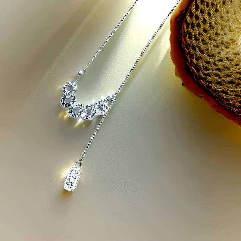 坠链均足银 四宝银饰足银五帝钱套链气质轻奢时尚百搭简约精致