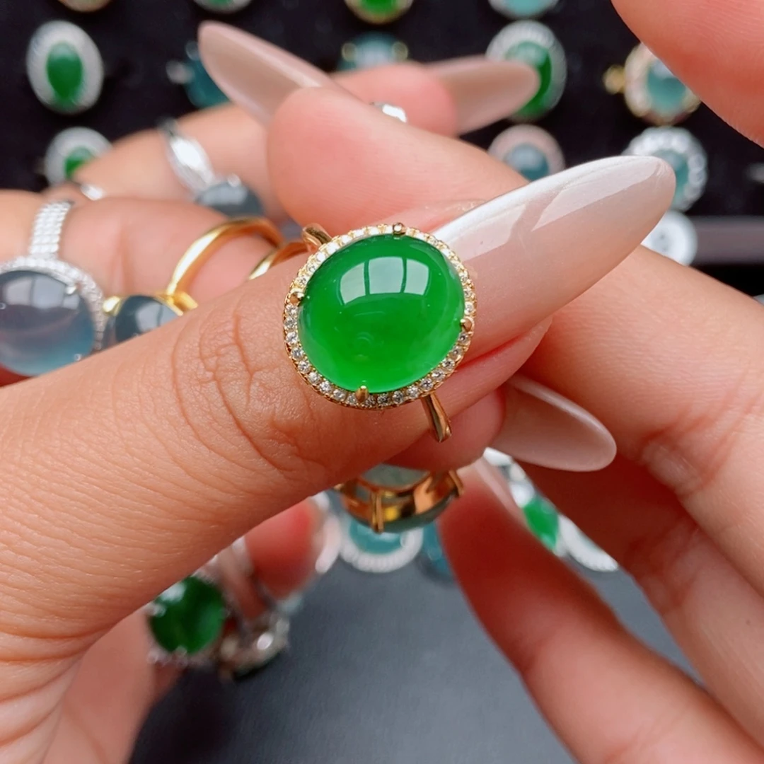 翡翠戒指银S925镶嵌85884