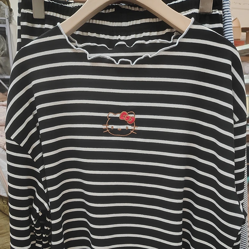 针织均码春夏秋冬季睡衣女士纯棉薄家居服套装