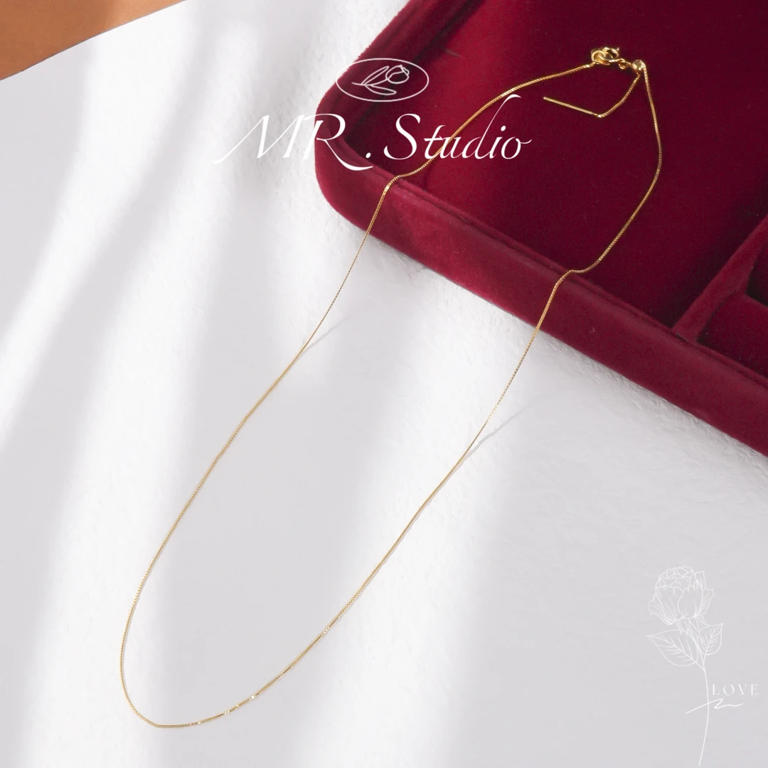 链子925银 木润【盒子链】s925银百搭盒子项链（抽拉调节）