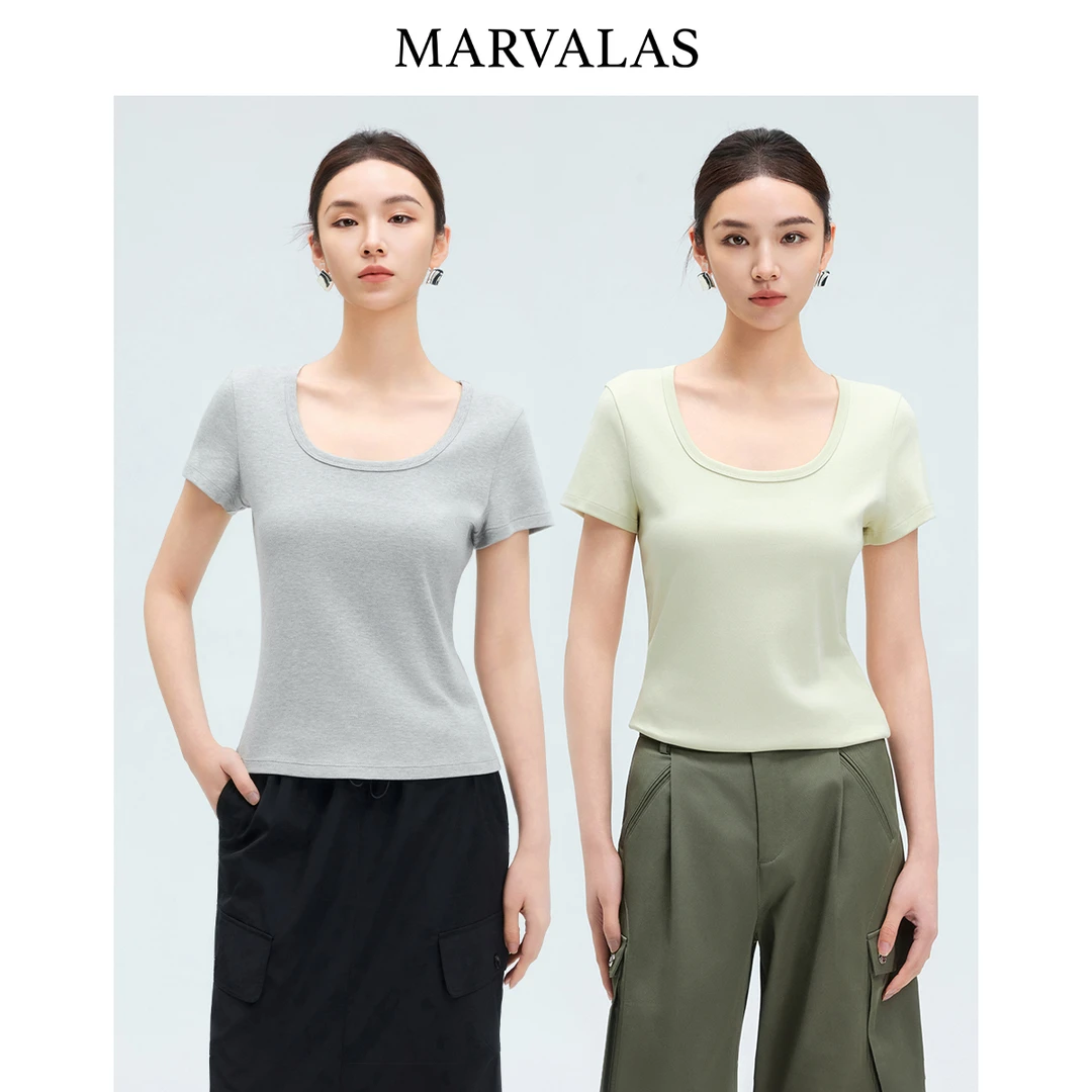 曼德诗新款上新纯色百搭半袖152R0025