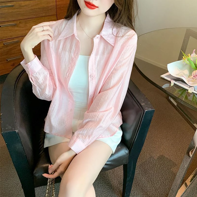 冰丝衬衫雪纺防晒衣短外套女夏季薄款开衫衬衫女2025新款爆款洋气