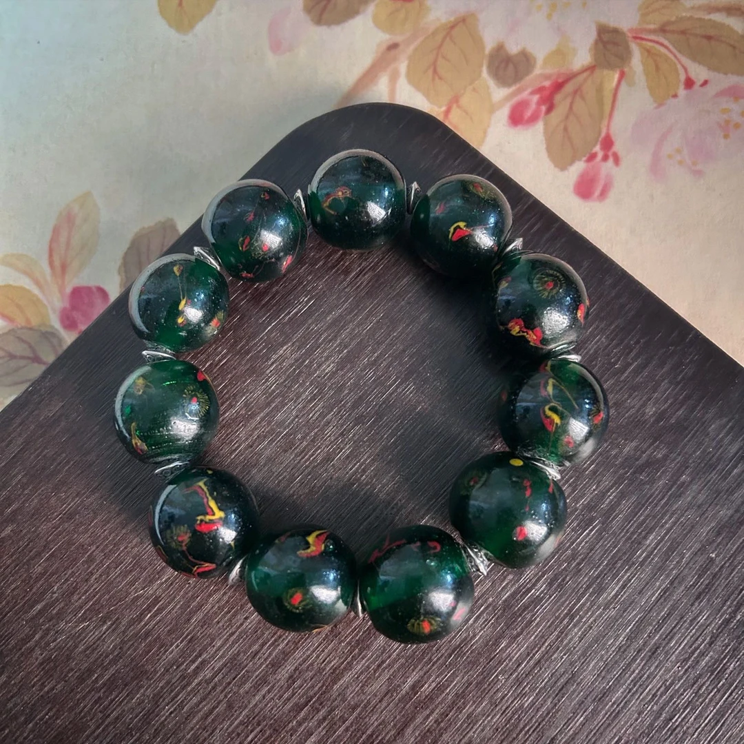 老琉璃绿色凤眼手串5123102