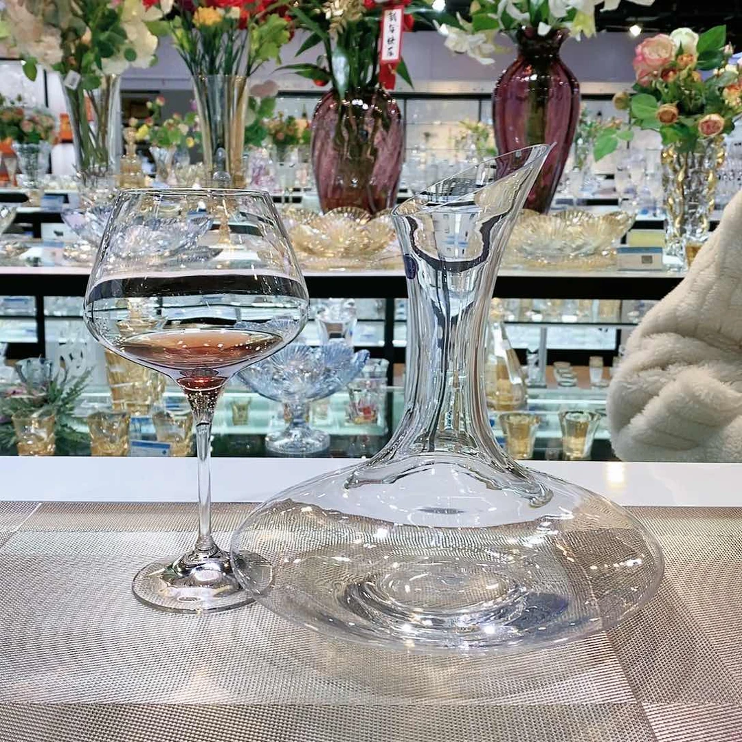 水晶玻璃无手柄款6个590➕醒酒器➕架子➕擦杯布