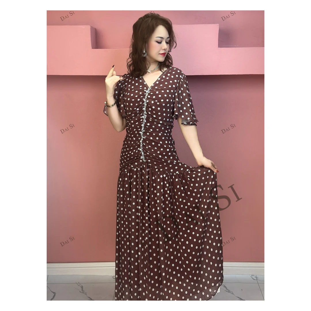 6872【DaiSi厂家直发】新款时尚波点设计款女装连衣裙