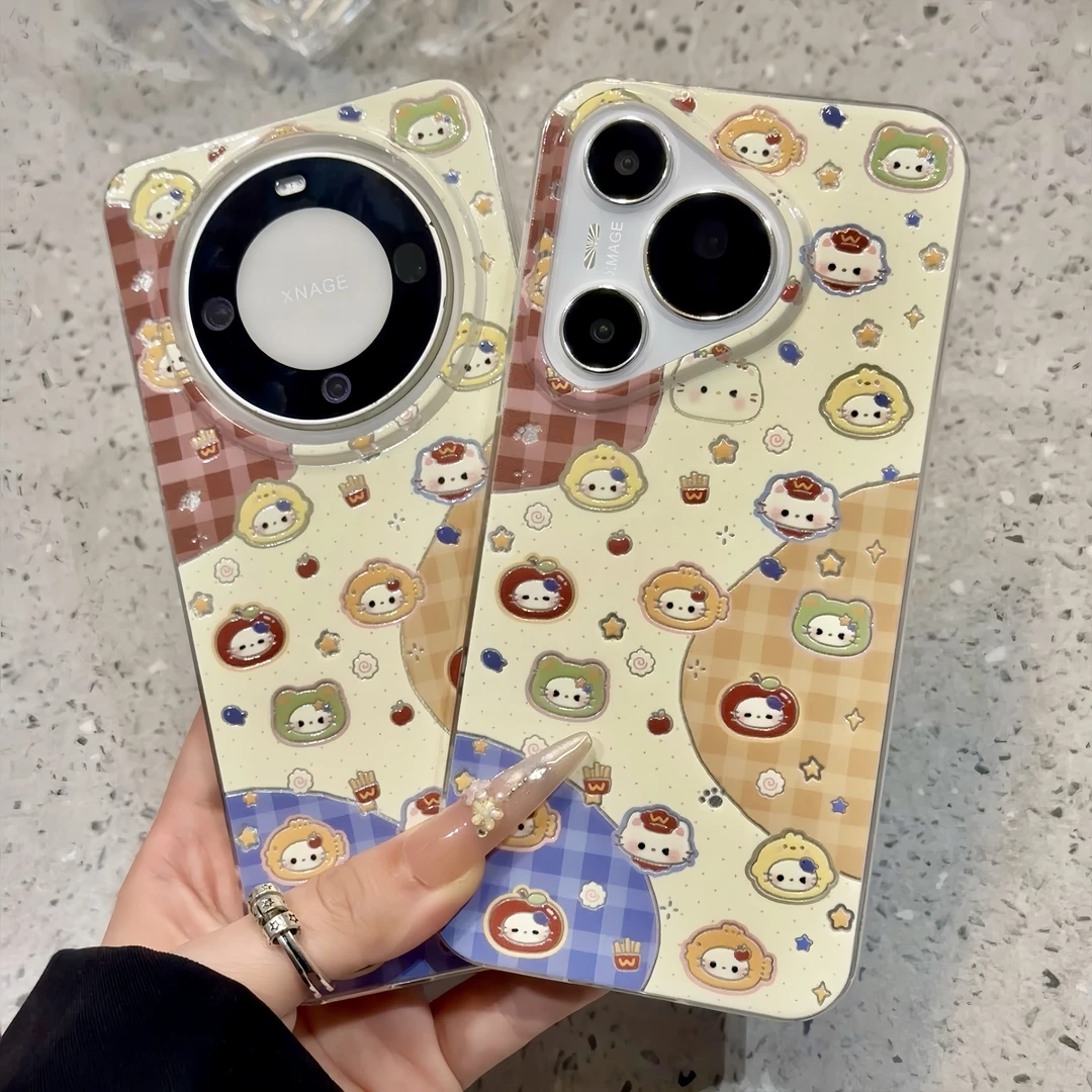 满屏头套复古猫咪适用苹果16/15羽纱手机壳vivo华为p70oppo小米13