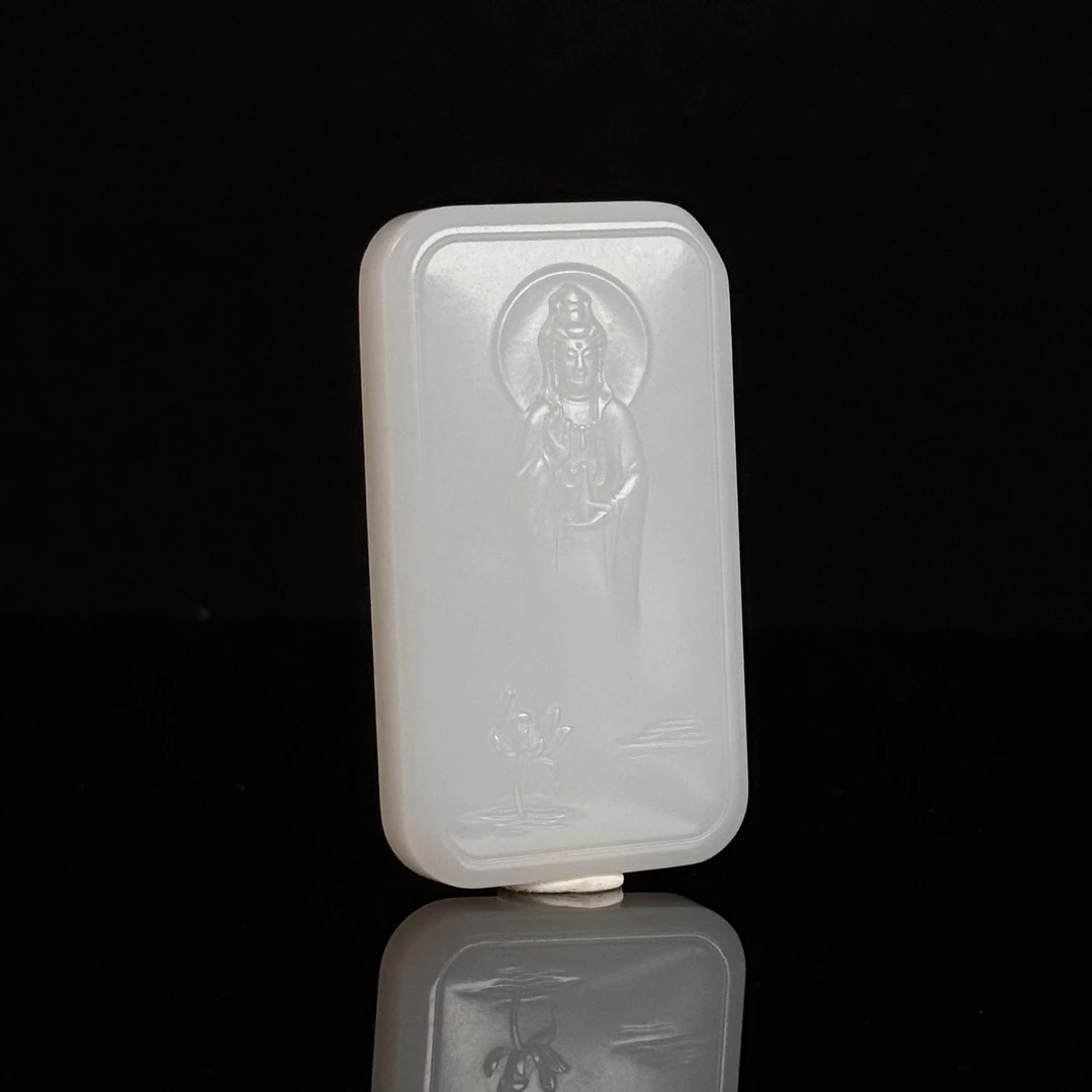 GS488074/民国和田玉观音牌/上海西香记