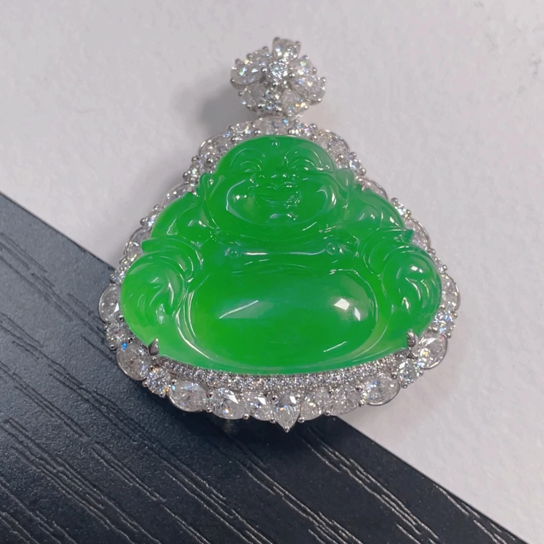 翡翠18K金镶嵌吊坠(不含链)