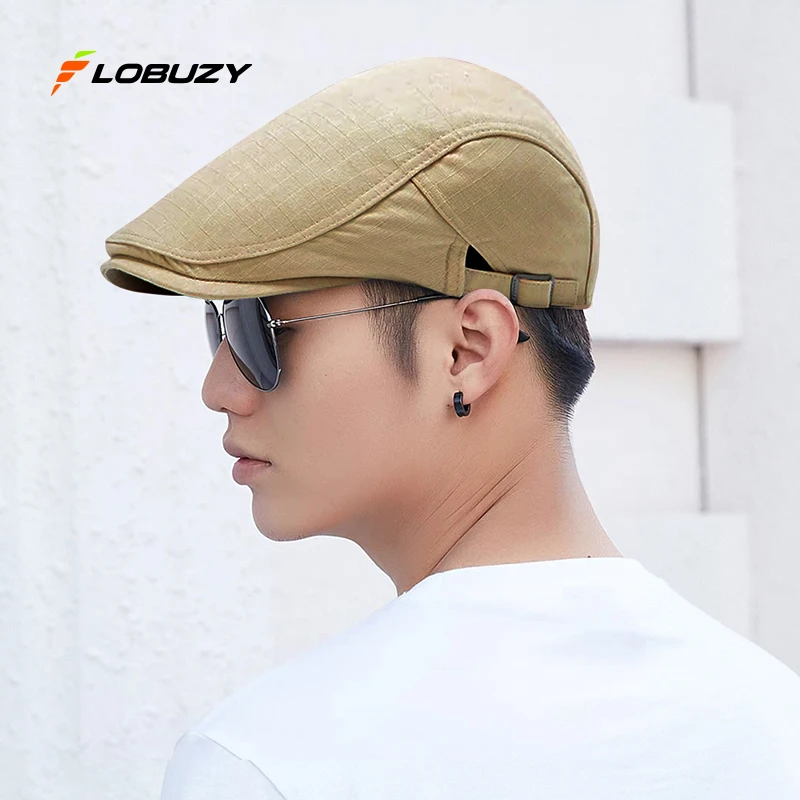 鸭舌帽男款休闲百搭格纹四季可戴前进帽英伦复古时尚潮街头画家帽