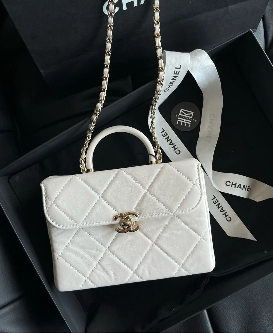 95新 Chanel/香奈儿 白色医生盒子包 芯片款 18cm 8935180