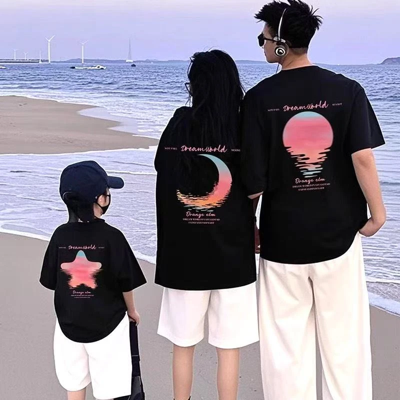 一家三口亲子装婴儿2025年新款夏天短袖母子夏装