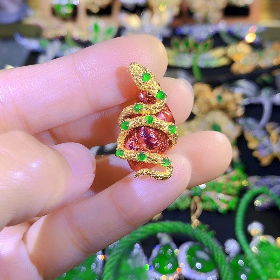 吊坠(不含链)银S925镶嵌翡翠