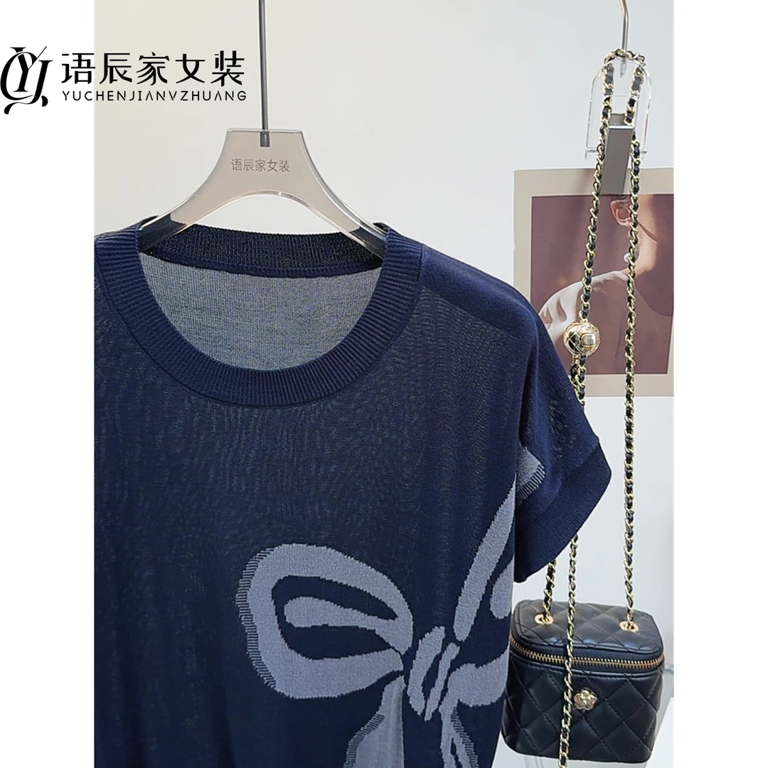 B931【线下同款】莱赛尔纤维~高定！夏季撞色蝴蝶结女针织衫