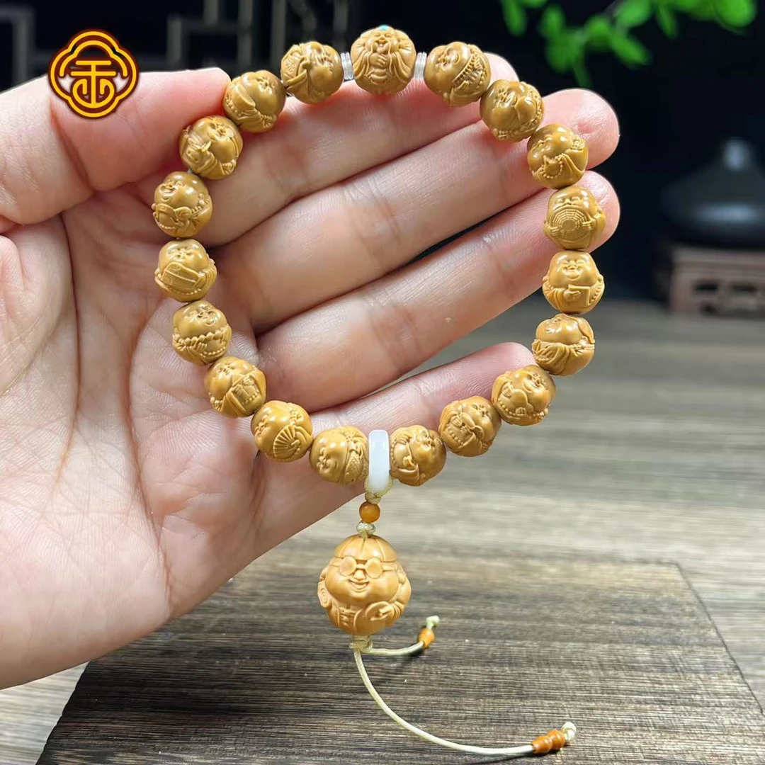 猴头核桃  1.05左右 可爱弥勒坠地主镶嵌款  手串