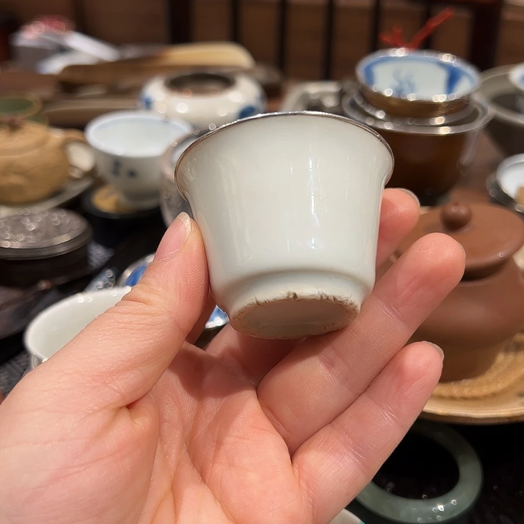 景*德化白瓷包银口马蹄杯