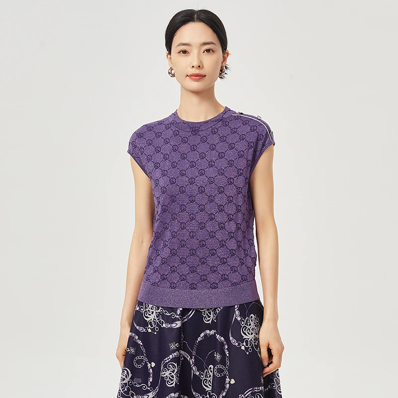 娜尔思.灵简约百搭气质黑色针织衫25夏新款时尚简约上衣LZ03114R5