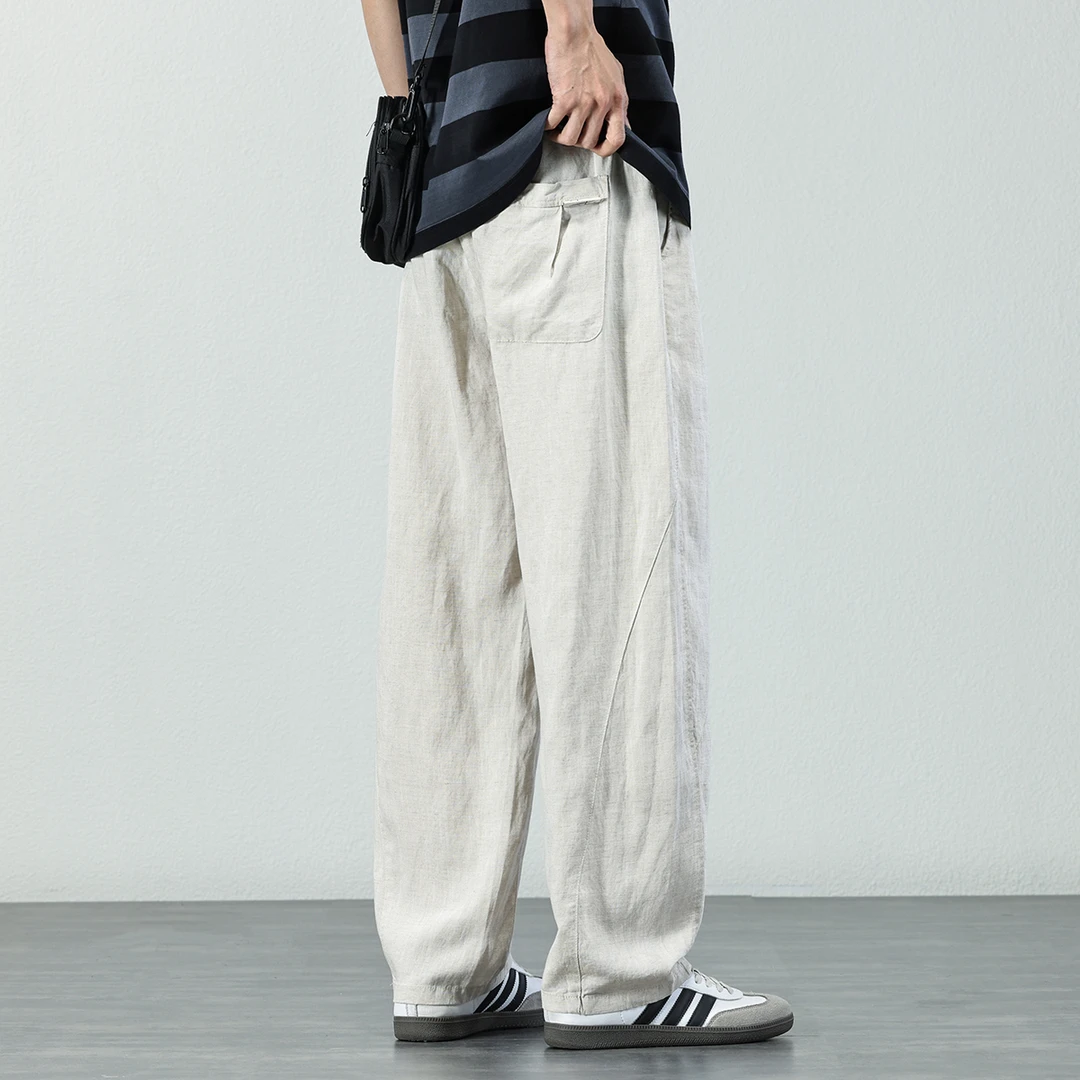 轻薄透气莱赛尔天丝休闲裤男2025夏季冰丝速干宽松直筒阔腿长裤男