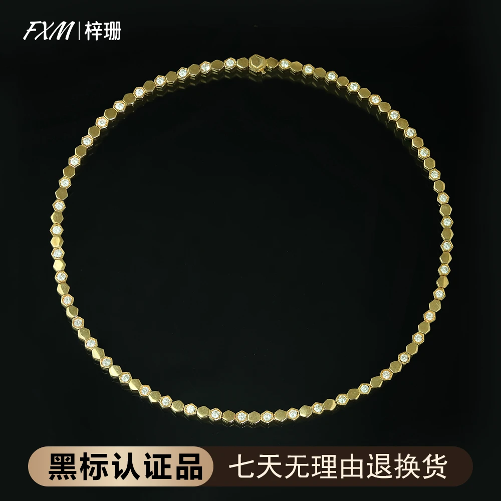 FXM/梓珊  镀K金 挚爱蜂巢间隔镶嵌项链 ZR-B224
