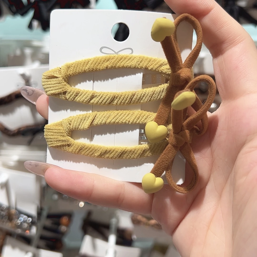 仿珍珠非金属黄色蝴蝶结掰掰夹
