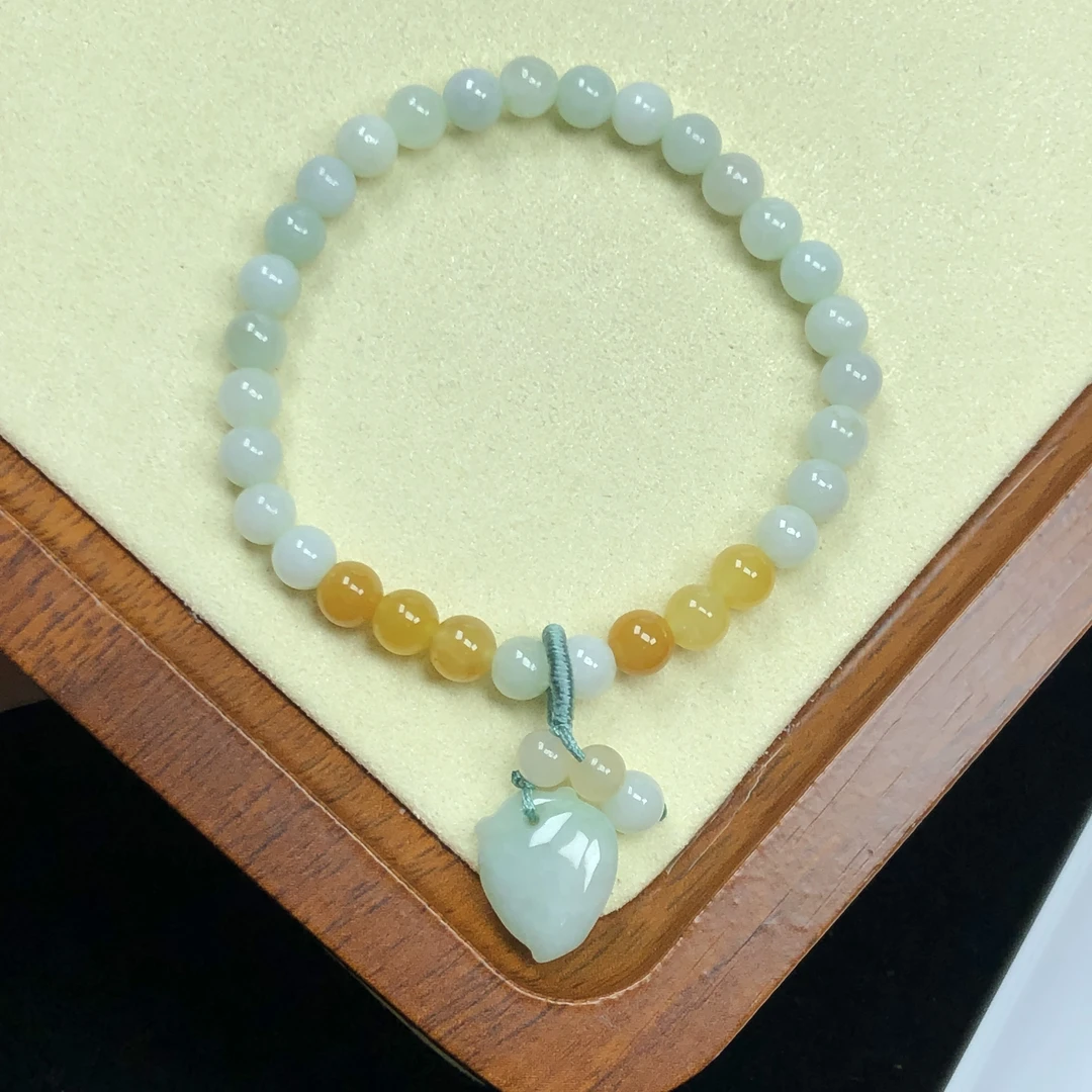 天然缅甸翡翠A货 水蜜桃小滴流手串 男女款珠串