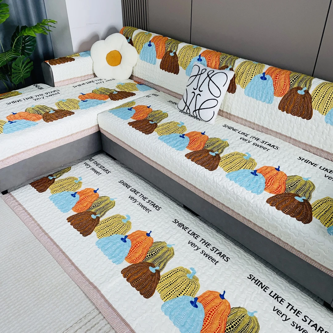 【一套五片装】莱卡棉四季通用沙发垫简约防滑坐垫子全盖沙发套罩