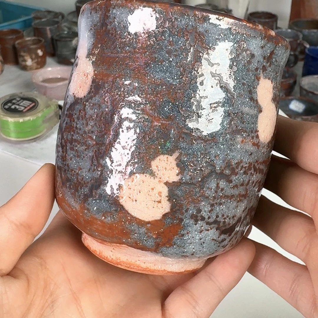 瓷片志野烧葫芦手握杯